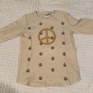 Tan color long sleeve with peace signs